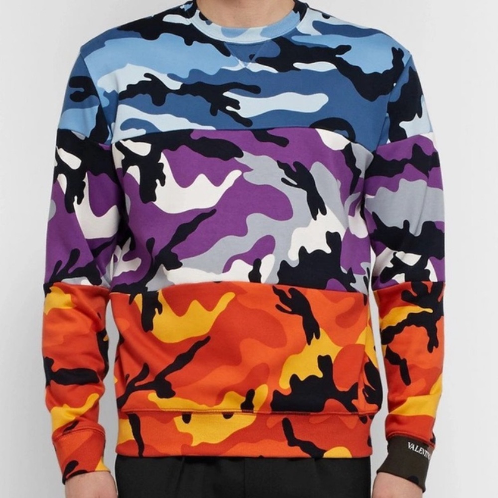 Valentino Camouflage Jersey Sweatshirt Size M